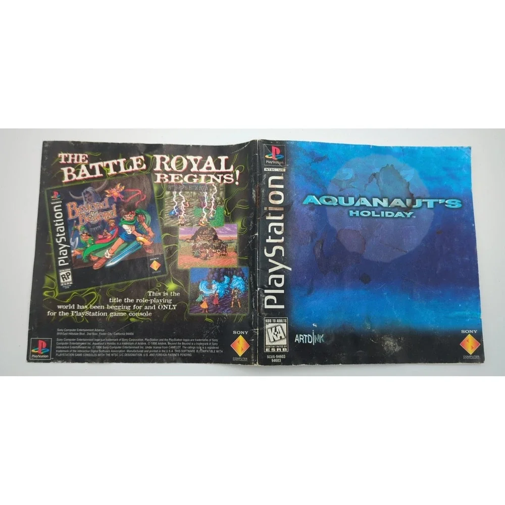 Aquanaut's Holiday Sony Playstation Paper Manual No Disk/Case‎ Manual Only READ